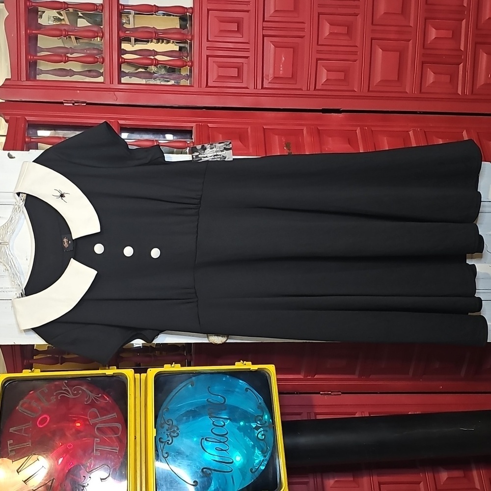 NWT Steady Womens B&W Goth Vintage 50's Style Black Widow Spider Dress 4X